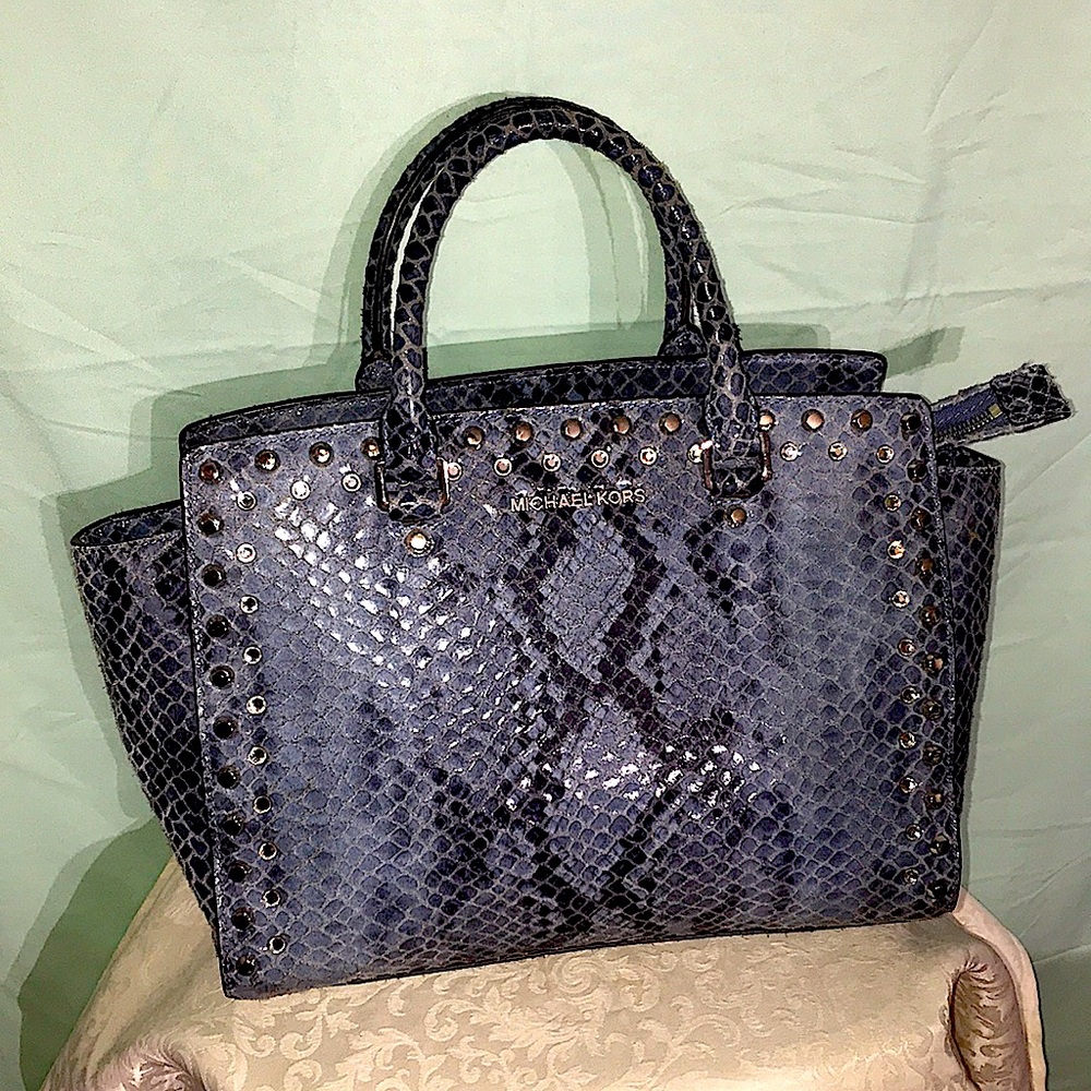 Beautiful snake skin studded Michel Kors bag